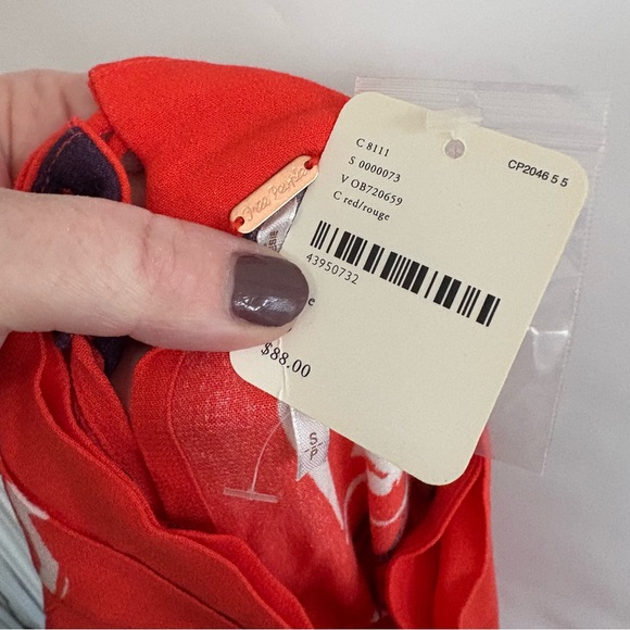 NWT Free People Say You Love Me Open Back Blouse in Red - Picture 6 of 8